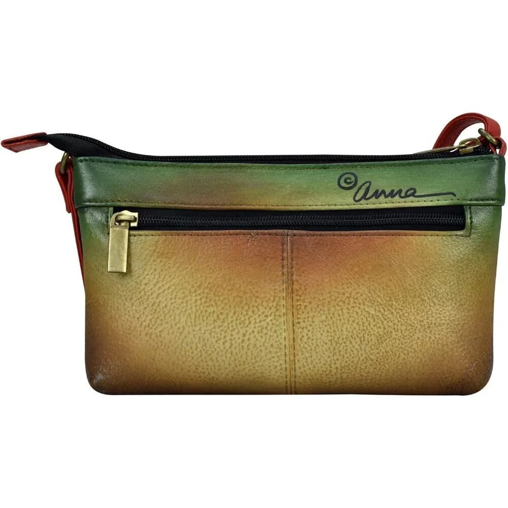 Leather Crossbody Bag Hand-Painted Vintage Style Womens Organizer